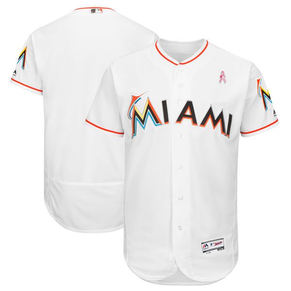 Men Miami Marlins Blank White Mothers Edition MLB Jerseys